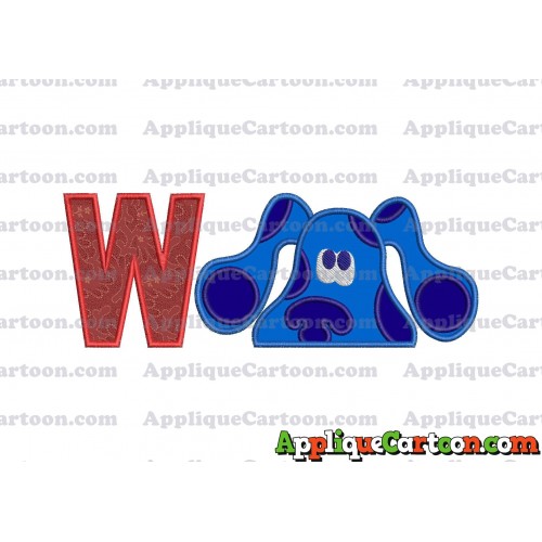 Blues Clues Head Applique Embroidery Design With Alphabet W