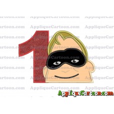 Bob Parr Incredibles Head Applique Embroidery Design Birthday Number 1
