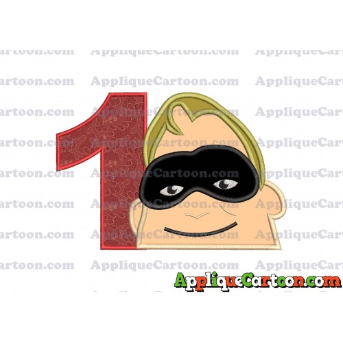 Bob Parr Incredibles Head Applique Embroidery Design Birthday Number 1