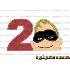 Bob Parr Incredibles Head Applique Embroidery Design Birthday Number 2