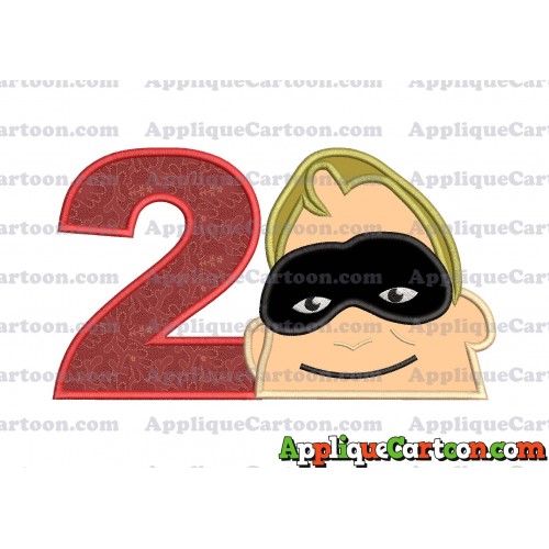 Bob Parr Incredibles Head Applique Embroidery Design Birthday Number 2