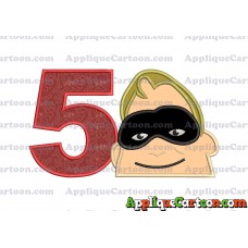 Bob Parr Incredibles Head Applique Embroidery Design Birthday Number 5
