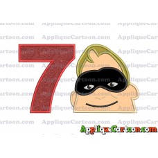 Bob Parr Incredibles Head Applique Embroidery Design Birthday Number 7