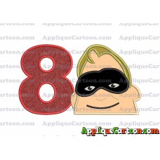 Bob Parr Incredibles Head Applique Embroidery Design Birthday Number 8