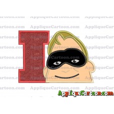 Bob Parr Incredibles Head Applique Embroidery Design With Alphabet I