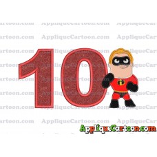 Bob Parr The Incredibles Applique Embroidery Design Birthday Number 10