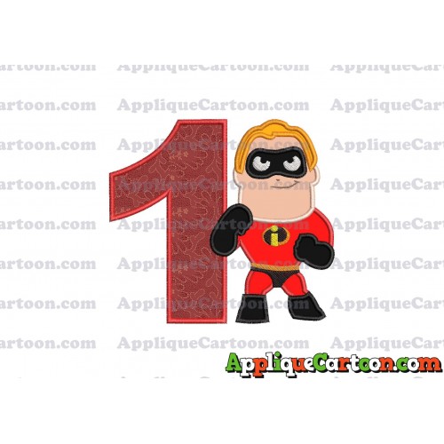 Bob Parr The Incredibles Applique Embroidery Design Birthday Number 1