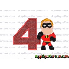 Bob Parr The Incredibles Applique Embroidery Design Birthday Number 4