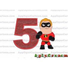 Bob Parr The Incredibles Applique Embroidery Design Birthday Number 5