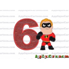 Bob Parr The Incredibles Applique Embroidery Design Birthday Number 6