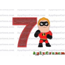 Bob Parr The Incredibles Applique Embroidery Design Birthday Number 7