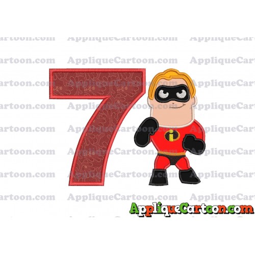 Bob Parr The Incredibles Applique Embroidery Design Birthday Number 7