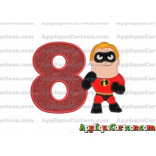 Bob Parr The Incredibles Applique Embroidery Design Birthday Number 8