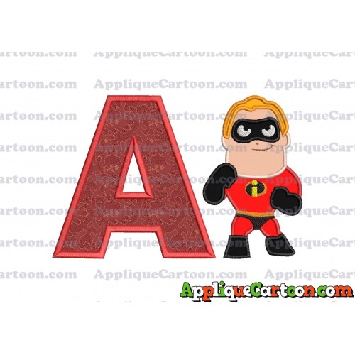 Bob Parr The Incredibles Applique Embroidery Design With Alphabet A