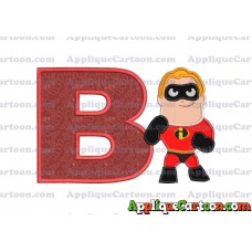 Bob Parr The Incredibles Applique Embroidery Design With Alphabet B