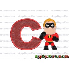Bob Parr The Incredibles Applique Embroidery Design With Alphabet C