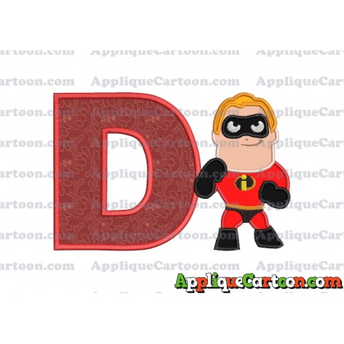 Bob Parr The Incredibles Applique Embroidery Design With Alphabet D