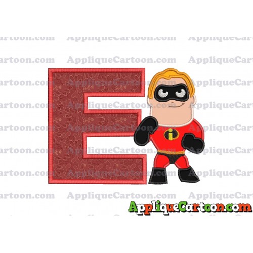 Bob Parr The Incredibles Applique Embroidery Design With Alphabet E