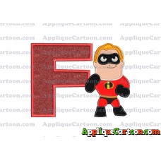 Bob Parr The Incredibles Applique Embroidery Design With Alphabet F