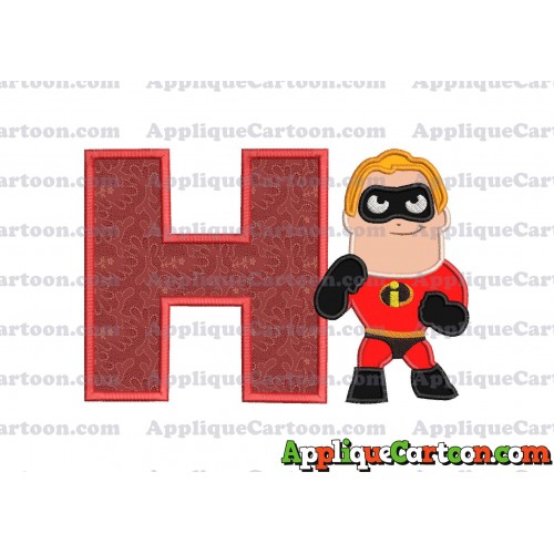 Bob Parr The Incredibles Applique Embroidery Design With Alphabet H