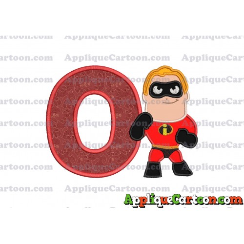 Bob Parr The Incredibles Applique Embroidery Design With Alphabet O