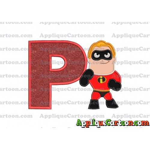 Bob Parr The Incredibles Applique Embroidery Design With Alphabet P