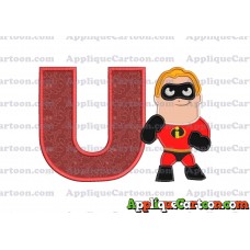 Bob Parr The Incredibles Applique Embroidery Design With Alphabet U