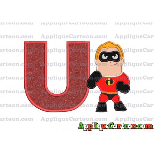 Bob Parr The Incredibles Applique Embroidery Design With Alphabet U