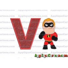 Bob Parr The Incredibles Applique Embroidery Design With Alphabet V