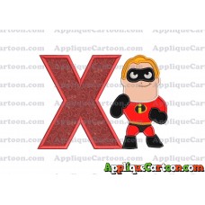 Bob Parr The Incredibles Applique Embroidery Design With Alphabet X