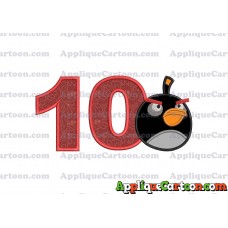 Bomb Angry Birds Applique Embroidery Design Birthday Number 10