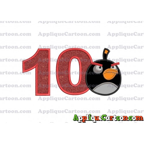 Bomb Angry Birds Applique Embroidery Design Birthday Number 10