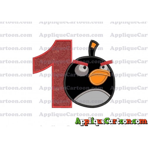 Bomb Angry Birds Applique Embroidery Design Birthday Number 1