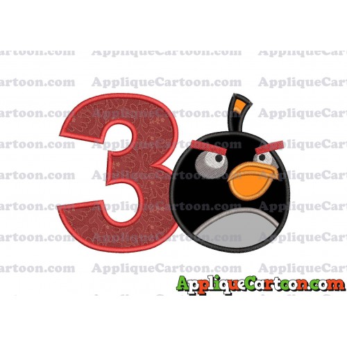 Bomb Angry Birds Applique Embroidery Design Birthday Number 3