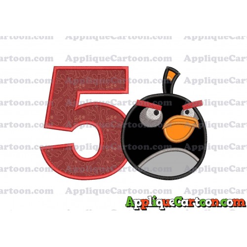 Bomb Angry Birds Applique Embroidery Design Birthday Number 5
