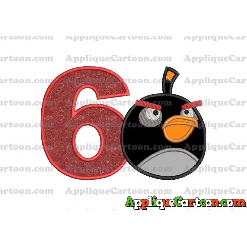 Bomb Angry Birds Applique Embroidery Design Birthday Number 6