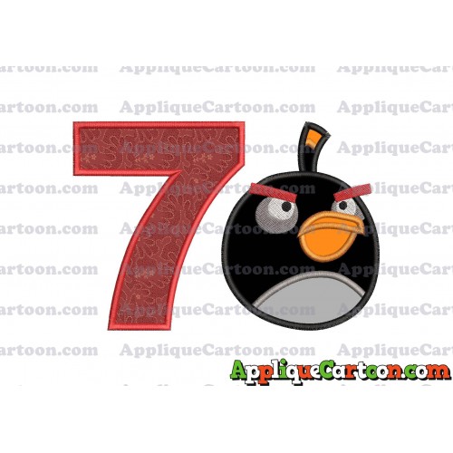 Bomb Angry Birds Applique Embroidery Design Birthday Number 7