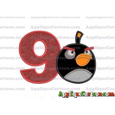 Bomb Angry Birds Applique Embroidery Design Birthday Number 9