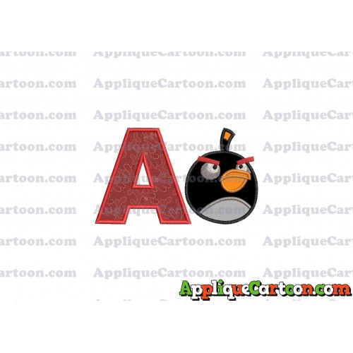 Bomb Angry Birds Applique Embroidery Design With Alphabet A