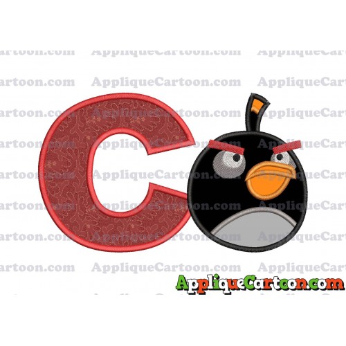 Bomb Angry Birds Applique Embroidery Design With Alphabet C