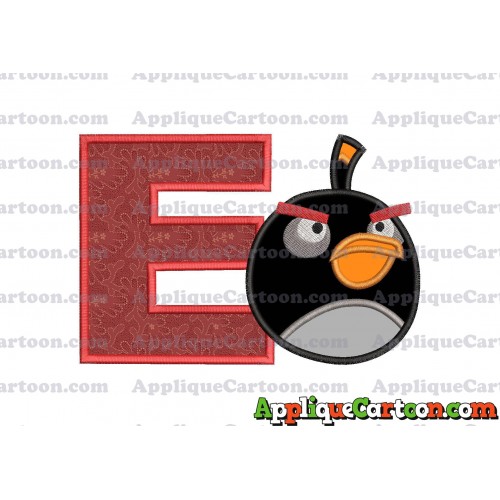 Bomb Angry Birds Applique Embroidery Design With Alphabet E