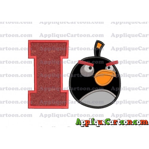 Bomb Angry Birds Applique Embroidery Design With Alphabet I
