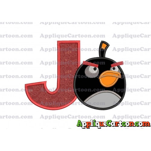 Bomb Angry Birds Applique Embroidery Design With Alphabet J