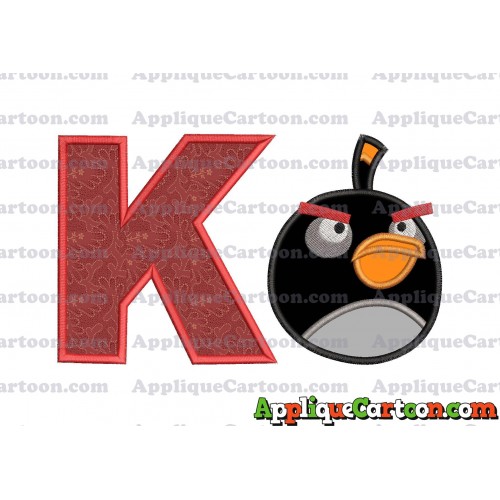 Bomb Angry Birds Applique Embroidery Design With Alphabet K