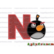 Bomb Angry Birds Applique Embroidery Design With Alphabet N