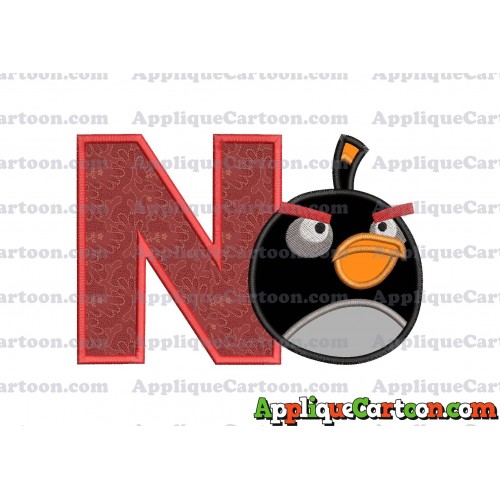 Bomb Angry Birds Applique Embroidery Design With Alphabet N