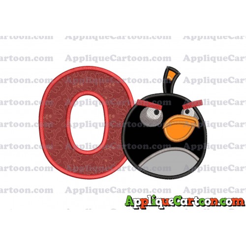 Bomb Angry Birds Applique Embroidery Design With Alphabet O