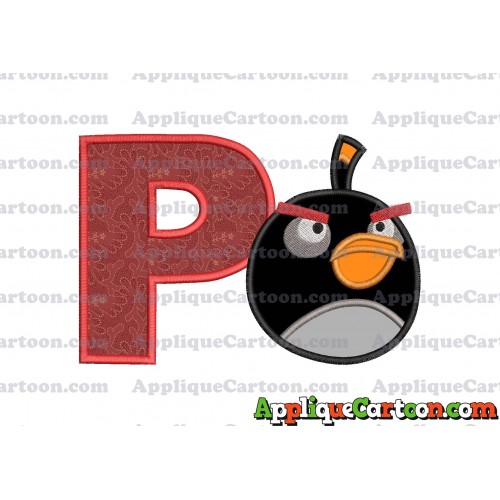 Bomb Angry Birds Applique Embroidery Design With Alphabet P