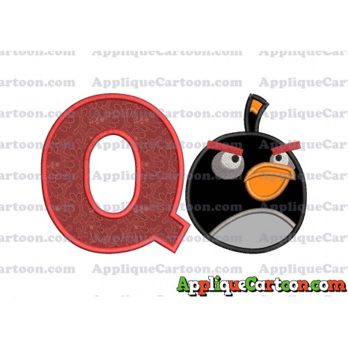 Bomb Angry Birds Applique Embroidery Design With Alphabet Q