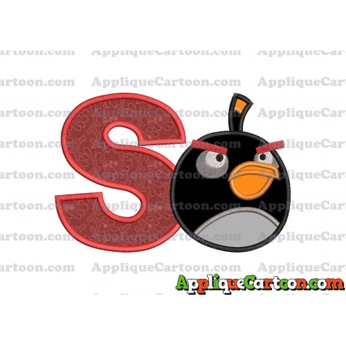 Bomb Angry Birds Applique Embroidery Design With Alphabet S